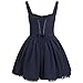 ABEHIK Cocktail Dresses for Women Corset Dress Sexy Short Romper Summer Dresses Sleeveless Low Cut Floral Lace Dress Ruffle Wedding Guest Party Going Out A Line Casual Bustier Sundress Navy Blue M