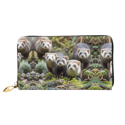 Portefeuille cuir furets femme : long porte-monnaie fin et pochette bifold porte-cartes