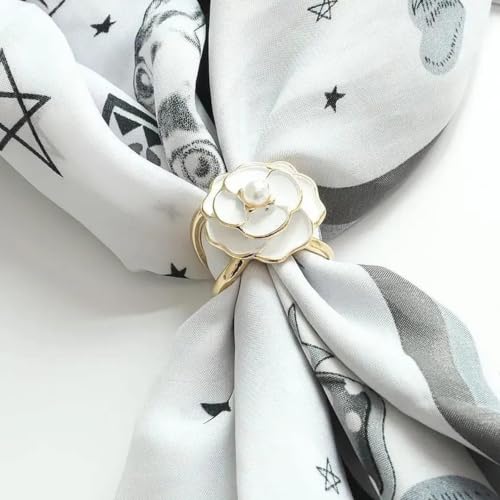 Image of 2 Pcs Scarf Ring Clips for Women Metal Shirt Tightener Cinch Buckle for Silk Scarf Shawl Blouse Sweater T Shirt Clothing Accessories