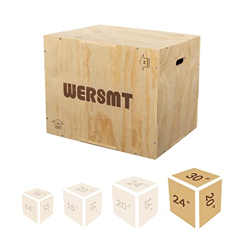 WERSMT 3 in 1 Gym Box Plyometric Box for Jump Trainer, Wooden Fitness Plyo Box for Training Crossfit Equipment with 3 Height Levels for Gym, 30