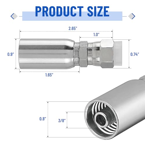 Image of 12 Pack Hydraulic Hose End Fittings: 3 /8 inch I.D. Hose x 3 /8 inch JIC 37 Female With Protection Cover Hydraulic End Swivel Crimp Fitting