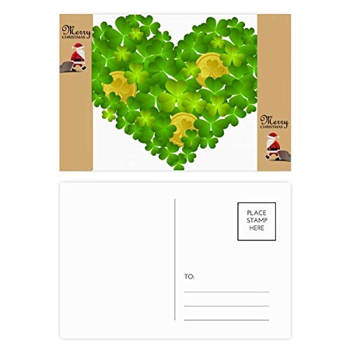 Cartes de remerciement trèfle en cœur en papier kraft premium dore