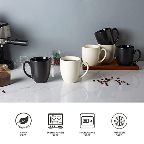 Amorarc 16Oz Coffee Mugs Set Of 6, Large Ceramic Coffee Mugs For Man, Woman, Dad, Mom, Modern Coffee Mugs Set With Handle For Tea/Latte/Cappuccino/Milk/Cocoa. Dishwasher&Microwave Safe, Light Beige #TOP2