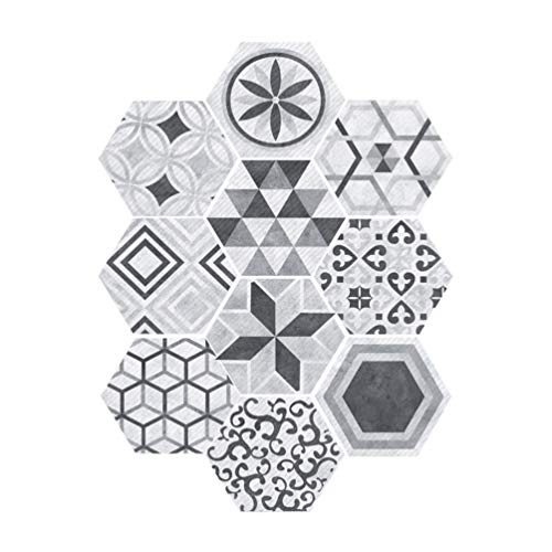 VOSAREA Carrelage Autocollants Hexagonal Style Industriel Anti-Slip Auto-Adhésif Amovible Sticker Mur