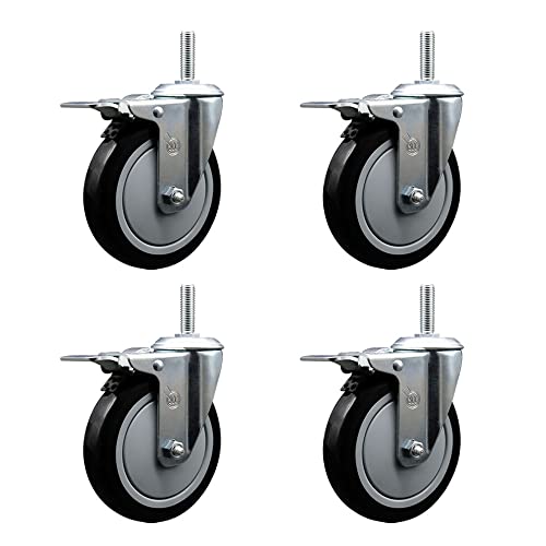 Polyurethane Swivel Threaded Stem Caster Set of 4 w/5