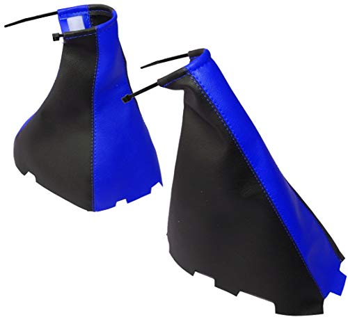 AERZETIX - Soufflet de levier de vitesse et frein à main en simili cuir avec couture/surpiqûres couleurs variables (noir et bleu)