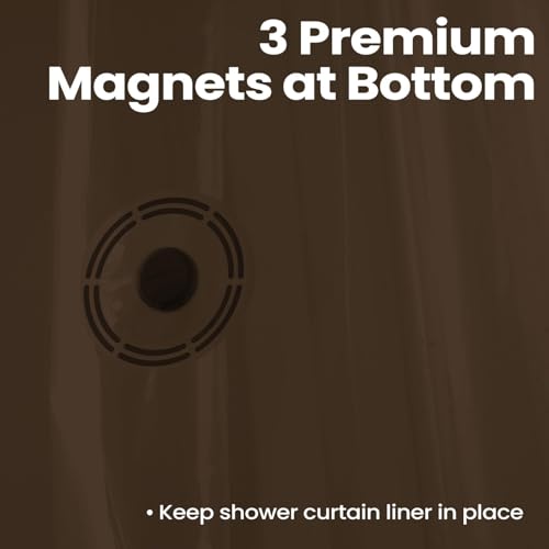 Image of downluxe Shower Curtain Liner, PEVA Plastic Shower Liner with 3 Magnets, 72 inch x 72 inch Waterproof Bathroom Curtain, Brown, 1 Pack