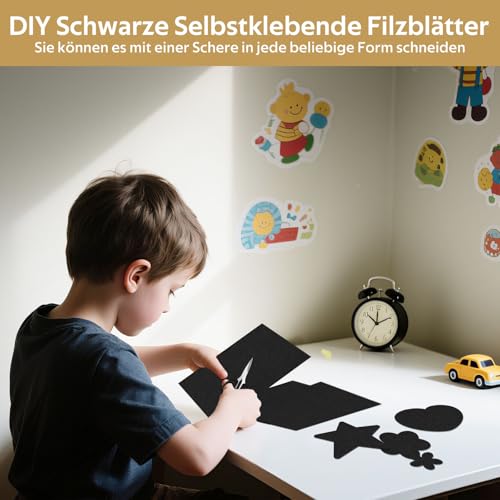 Prebarfun 20 Stück Selbstklebende Schaumstoffplatte, Moosgummi Schwarz mit Schere, 300x210x0.8mm Moosgummi Selbstklebend mit Kleberücken, Eva Schaumstoff für Laden, Möbel DIY-Projekte Verzierung