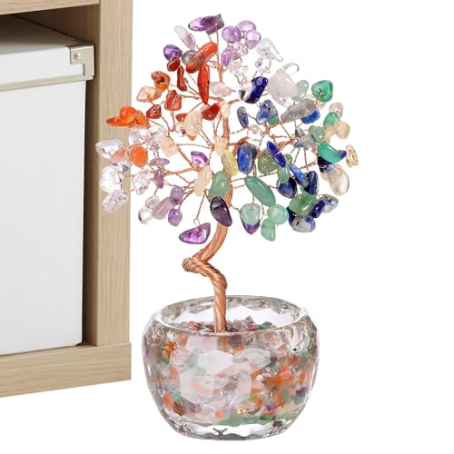 Genérico Árbol De La Abundancia con Cristales,Árbol del Dinero para Equilibrio en Decoración de Escritorio | Decoración Multifuncional Atrae Buena Energía Espiritual para...