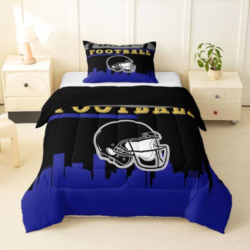 American Football Bedding Sets Toddler Sports Comforter Set for Boys Kids Rugby City Themed Bedding Comforter Sets Sports Game Theme Down Comforter for Football Player Helmet Duvet Set(Baltimore)
