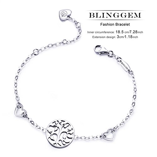 Blinggem Tree Of Life Bracelet For Women 925 Sterling Silver Family Tree Bracelet Love Heart Religious Jewelry Gift For Women Family Generation #TOP1