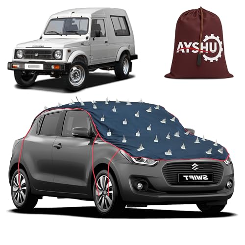 Image of AYSHU Water-Resistant Spike Car Cover for Maruti Gypsy - Protects from Dogs, Monkeys, Dust, Sunlight & UV - Full Roof Universal Fit