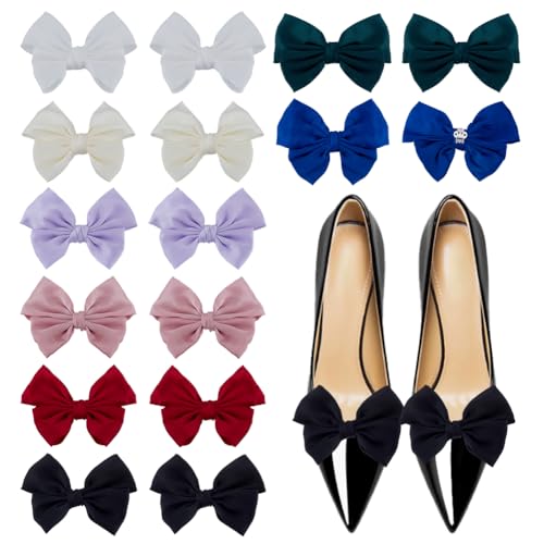 Pinces à chaussures en satin lot de 16 clips nœud papillon 8 coloris pour personnaliser escarpins
