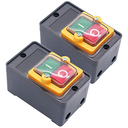 Twtade / 2Pcs Latching Push Button Switch Waterproof On/Off Motor Start Stop Switch With Box 10A Ac 220V/380V Kao-10Kh #TOP7