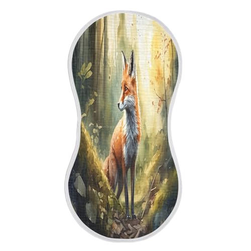 J JOYSAY Fox Yellow Baby Burp Cloths for Boys Girls Large 22''x11'' Cotton 4 Layer Baby Washcloth for Drool Unisex one sizex1