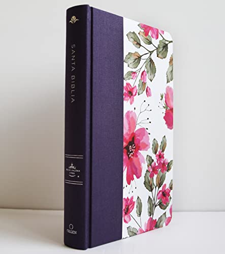 Biblia RVR 1960 letra grande. Tapa dura tela azul púrpura con flores tamaño manu al / Bible RVR 1960