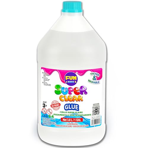 Super Clear Glue 1 Gallon FunKidz All Purposes School Home Projects Liquid Glue Great for Slime Making Supplies Washable Non-Toxic Use for Arts & Crafts Wood Paper Cardboard