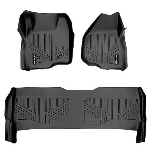 SMARTLINER Floor Mats Liner Set Black for 2011-2012 F-250/F-350/F-450/F-550 Super Duty Crew Cab with Depressed Drivers Side Pedal.