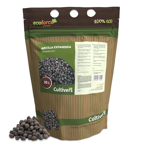 CULTIVERS Arcilla Expandida Arlita 20L. Sustrato Bolas para Drenaje de Macetas, Jardines y Cultivos hidropónicos. Evita el encharcamiento, la putrefacción de Las raíces.