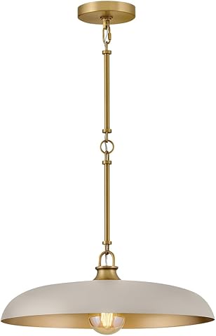 Hinkley Sadie 18" Medium Dome Pendant Light Taupe with Lacquered Brass