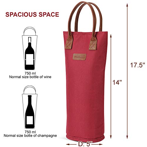 image for ZORMY Single Bottle Insulated Wine Tote, 1 Bottle Wine Carrier Bag Pad