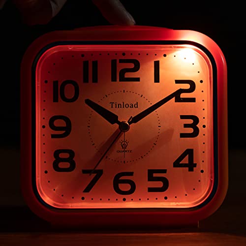 5.5" Silent Analog Alarm Clock Non Ticking, Gentle Wake, Beep Sounds, Increasing Volume, Battery Operated Snooze And Light Functions, Easy Set, Orange #TOP5
