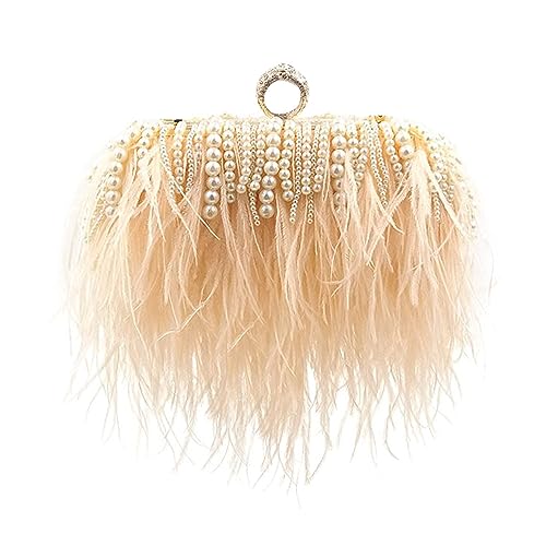Pochette de mariée vintage en plumes d'autruche et sac de soirée perle chic
