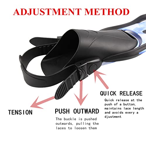 DIPUKI Snorkeling Gear for Kids Diving fins Snorkel fins Swim fins Open, Adjustable,Swim Flippers Children（PW-S/M） - Thumbnail 5