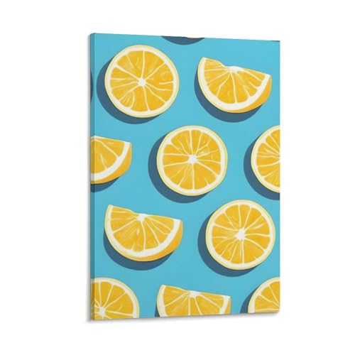 Toile murale citron encadrée pour un salon lumineux et estival
