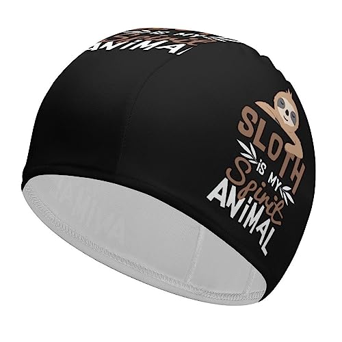Sloths Spirit Animal Adult Swim Caps Waterproof Bathing Cap Comfy Swimming Hat for Long and Short Hair