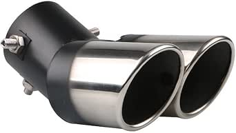 Baceyong Terminale Di Scarico Auto Doppio In Acciaio Inox – Diametro 35-55mm, Curvo O Dritto, Colori Blu Bruciato O Argento
