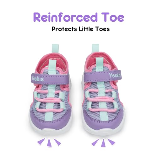 Image of YESKIS Toddler Boys Girls Sport Sandals Outdoor Athletic Hiking Running Tennis Barefoot Shoes Lightweight Closed Toe Adjustable Strap for Toddler and Little Kids