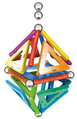 GEOMAG CLASSIC RAINBOW 32 Pièces Jeu Construction Magnétique pour Enfants dès 3 Fabrication Suisse Blocs Construction Colorés avec 12 Tiges 9 Billes 11 Tiles Jeux Aimanté STEM - vue 3