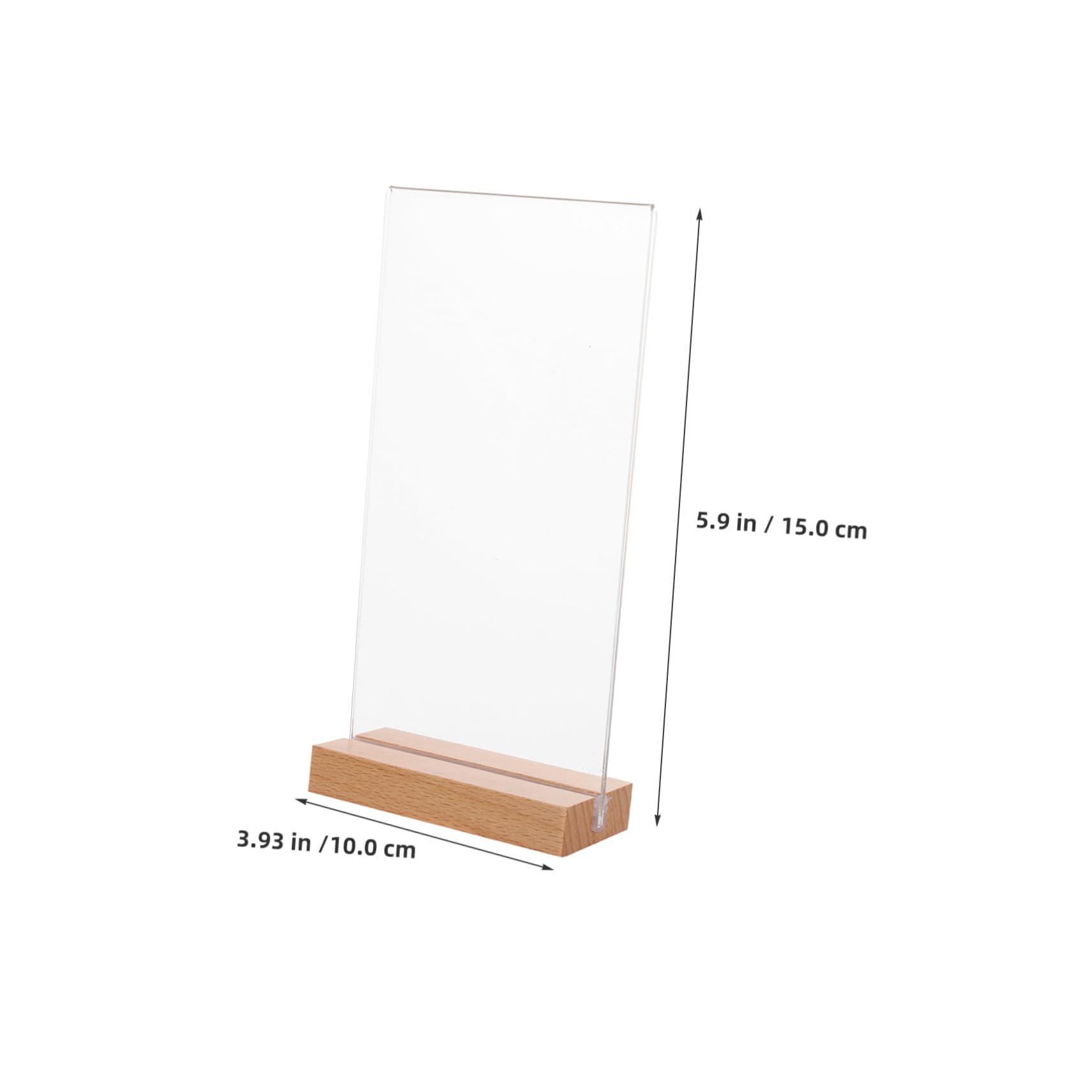 Gatuida 5 Piezas Soporte Menú Acrílico Transparente Doble Cara con Base Madera T Exhibidor Resistente para Restaurante Oficina Tienda y Eventos Vertical