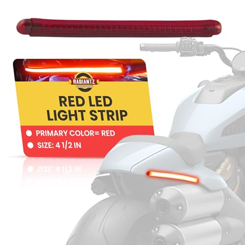 Radiantz Motorcycle LED Light Strip - Flexible LED Strips for Brake, Turn, and Running Lights - Durable and Stylish Design for Motorcycle Lighting - Easy to Install - Red LED Light - 4 1/2 Inches