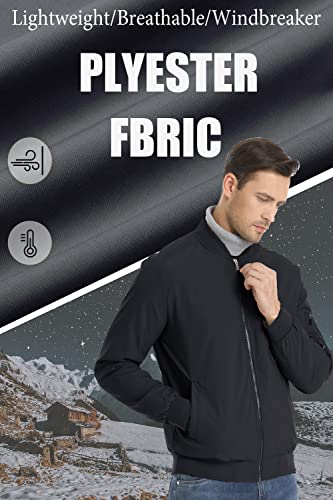 Tacvasen Lightweight Jacket For Men Spring Fall Thin Bomber Coat, Black L #TOP5