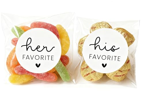 120 x His and Her Favorite Stickers Wedding Favor Labels for Candy Bags and Rehearsal Dinner Gifts Elegant Party Thank You Stickers 1.6 Inch (His+Her Labels)