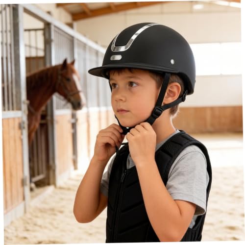 Casco para montar a caballo para niños con ajuste de 48-52 cm negro mate 6