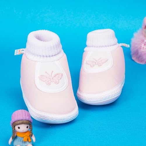 Image of Neska Moda 0 To 6 Months Baby Boys & Girls Cotton Butterfly Slip On Baby Booties-BT375
