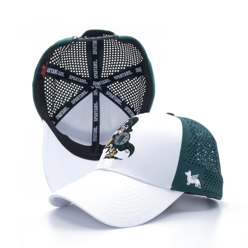 Nudge Printing Michigan State Hat Performance Baseball Cap with Adjustable Snapback Closure (MSU Spartans - Sword Sparty)