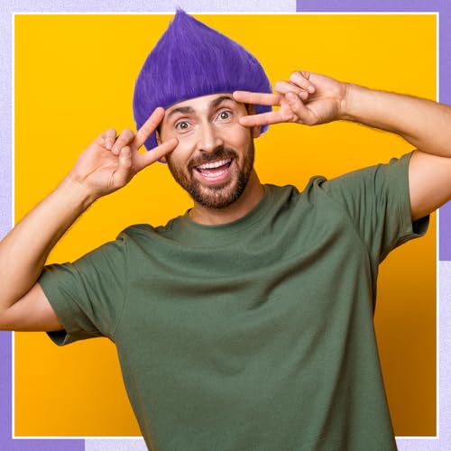 Image of Geyoga 1 Pcs Funny Wig Crazy Hair for Halloween Party,Purple | Funny Colorful Wig Adults Use, Unisex Funky Hairband, Halloween Mardi Gras Cosplay Costume Party Accessories