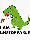 I Am Unstoppable T-Rex Sticker - Sticker Graphic - Auto, Wall, Laptop, Cell, Truck Sticker for Windows, Cars, Trucks