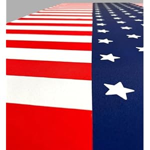 Polyester Patriotic American Flag Tablecloth, 54 x 108 Inches, 125 GSM, Washable, Wrinkle Resistant, for 4th of July, Memorial Day, Labor Day, Veterans Day, Red Blue, USFLAG1 Polyester Patriotic American Flag Tablecloth 54 x 108 Inches 125 GSM Washable Wrinkle Resistant for 4th of July Memorial Day Labor Day Veterans Day Red Blue USFLAG1