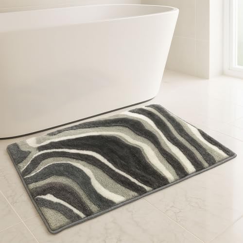 Image of Luxe Home Super Soft Canada MultiWaves Bath Mat Non-Slip Machine Washable Bathroom Mat for Home, Bedroom and Living Room (40x60 cm) - Pack of 1