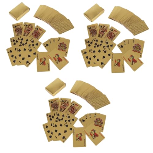 TOYANDONA 3 Sets Lustige Pokerkarten Goldfolie Plastikspielkarten Für Unterhaltung Requisite Pokerspiel Spielzeug Home-bar-zubehör