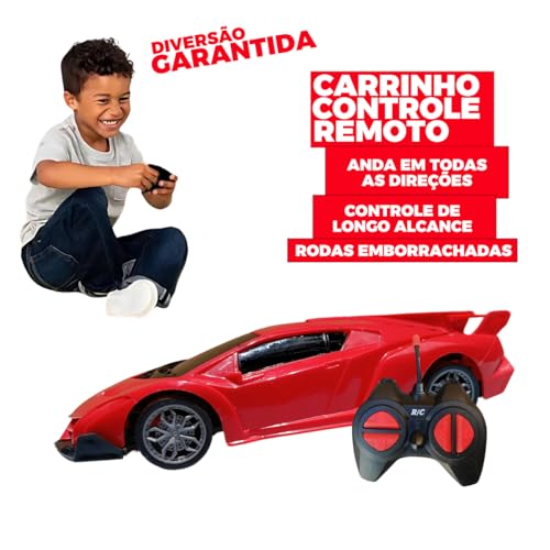 Carrinho de Controle Remoto Brinquedo Infantil Esportivo RC (Vermelho)