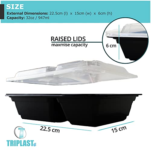 Triplast 10 x Meal Prep Containers (2 Compartment)