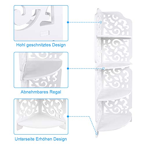 4 étages Étagère d'angle Meuble d'angle Rangement Meuble de Rangement Bibliothèque d'angle Bibliothèque de Rangement Étagère de rangement pour Salon Chambre Cuisine Balcon Salle de Bain 22 x 18 x 80cm - Image 6