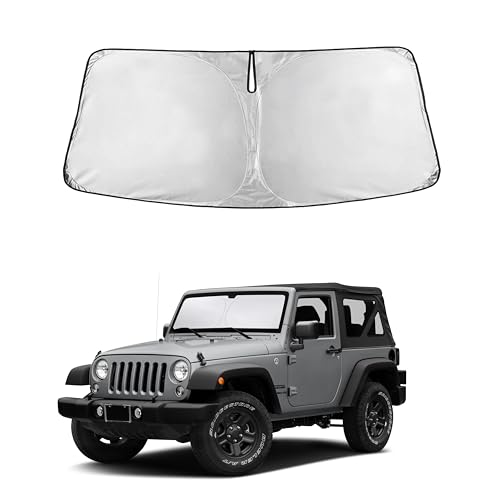 Image of EcoNour Windshield Sunshade for Jeep Wrangler TJ 1997-2015 2016 2017, Sun Visor for Front Windshield & Window Sun Shade Cover, UV Heat Blocker & Protector, Car Accessories