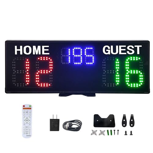 Marcador electrónico multisport con LED y control remoto, para baloncesto, fútbol, tenis, bádminton y más, montaje en pared o portátil miniatura 1